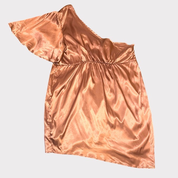 SHEIN - Draped Asymmetrical Satin Wrap Dress - Apricot - Size 3XL - Picture 4 of 6